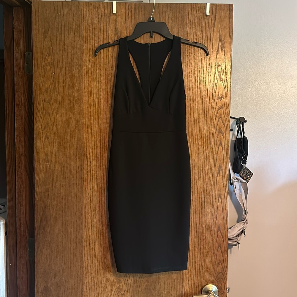 black formal mini dress